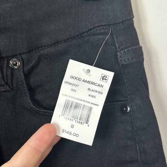 NWT Good American Always Fits Good Petite Skinny in Black - Size 6-12 - Picture 5 of 10